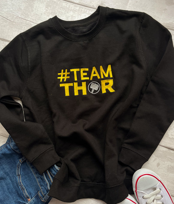 Team Thor Children's 9-11yrs Black Jumper (No Sleeve Embroidery)